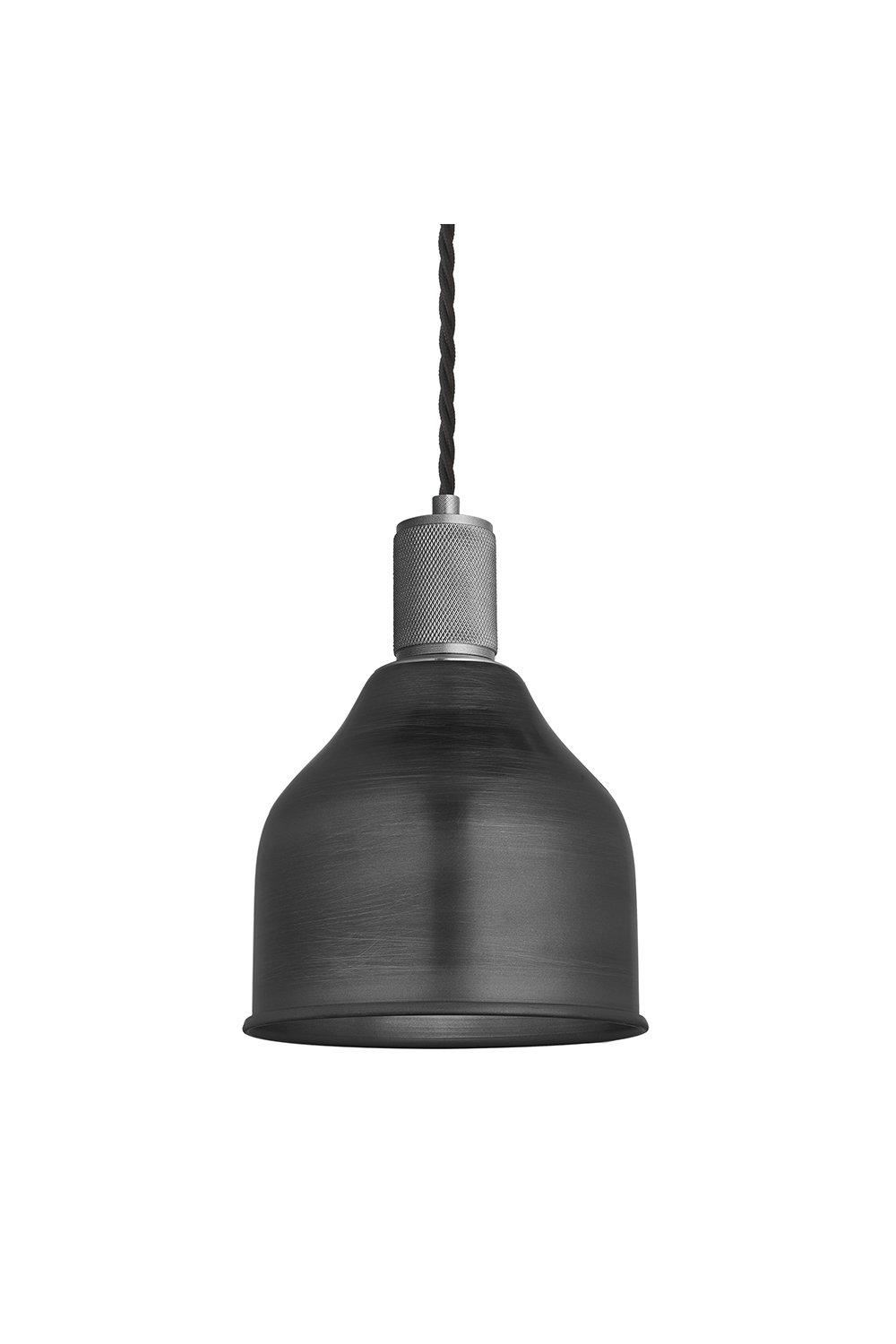 Knurled Cone Pendant Light, 7 Inch, Pewter, Pewter Holder
